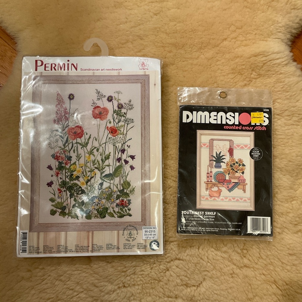 Set of 2 vintage cross stitch needlework kits